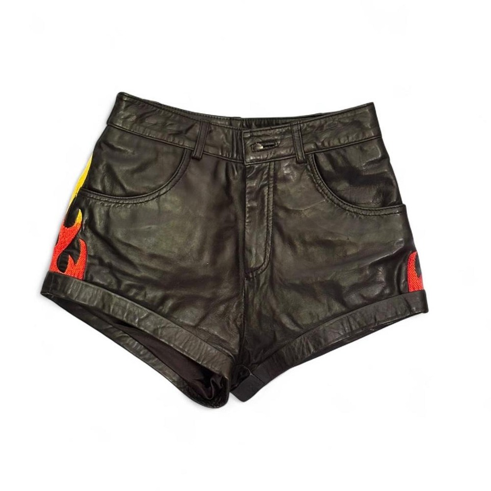 NWOT LPA Revolve genuine Leather flame hot shorts, relaxed cuff, SZ XS